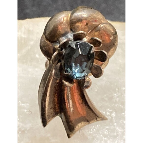 Vintage Sterling Silver 925 Blue Rhinestone Screw Back Earrings 10g 1.25'' Tall‎ - Picture 6 of 11